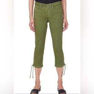 NYDJ Womens Olive Green Cropped Drawstring Ankle Pants
